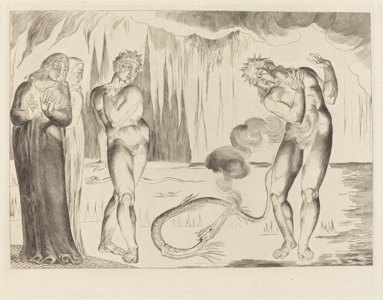 Tjuvarnas krets; Buoso Donati attackerad av ormen av William Blake