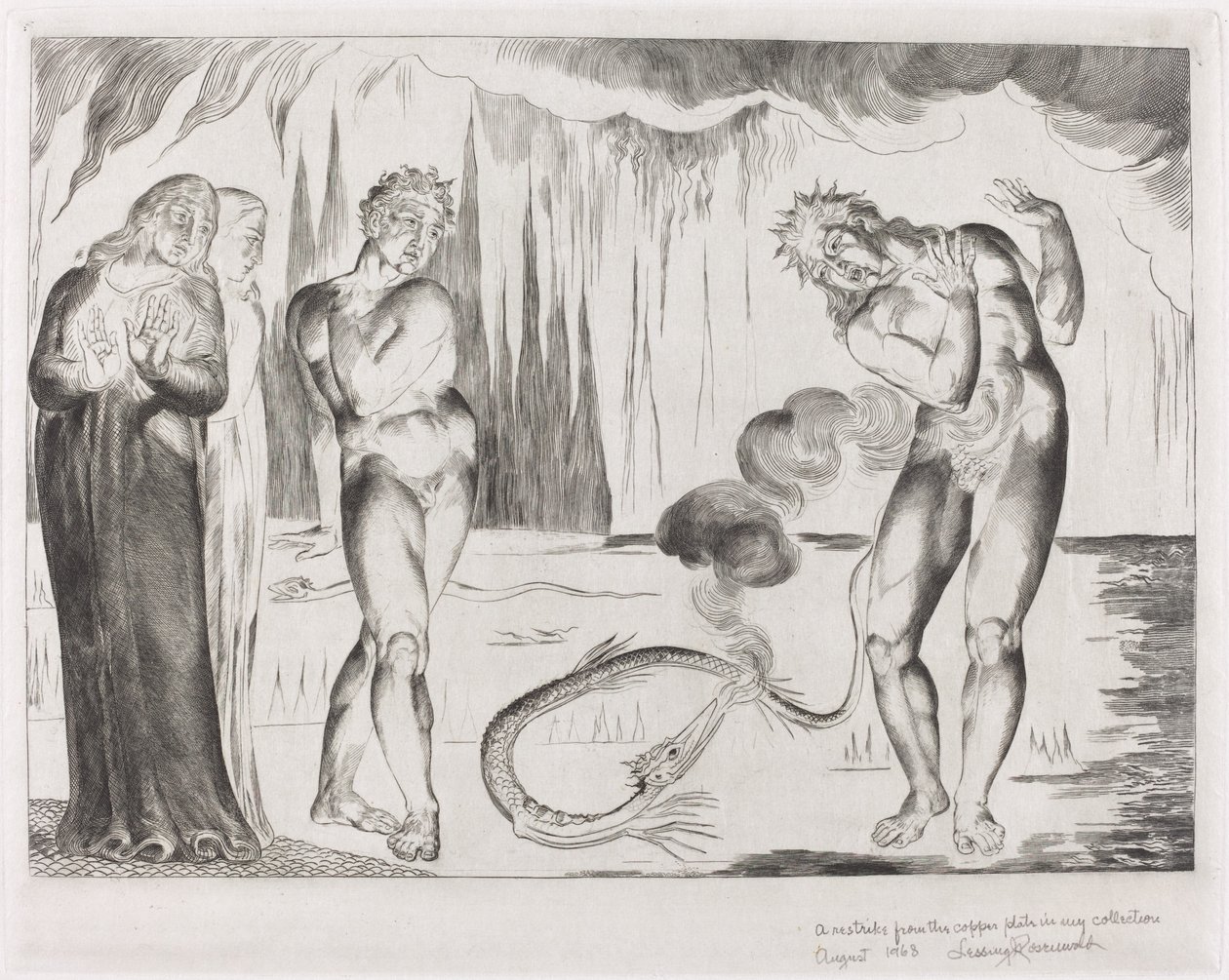 Tjuvarnas krets; Buoso Donati attackerad av ormen av William Blake