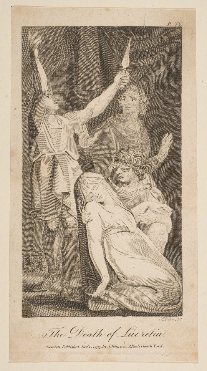 Lucretias död, från Allens nya och opartiska romerska historia, 1797. av William Blake