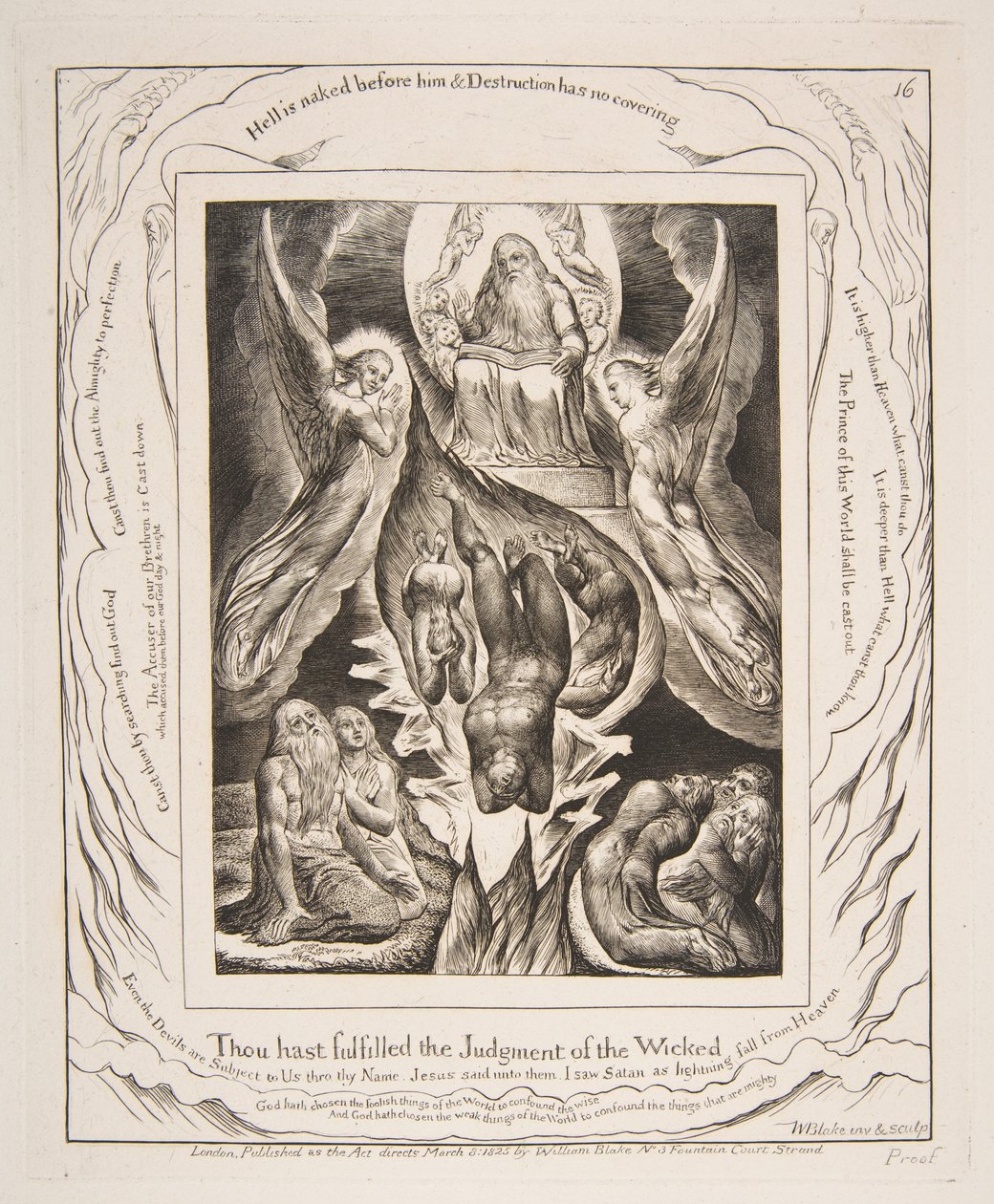 Satans fall, från illustrationer av Jobs bok, 1825-26. av William Blake