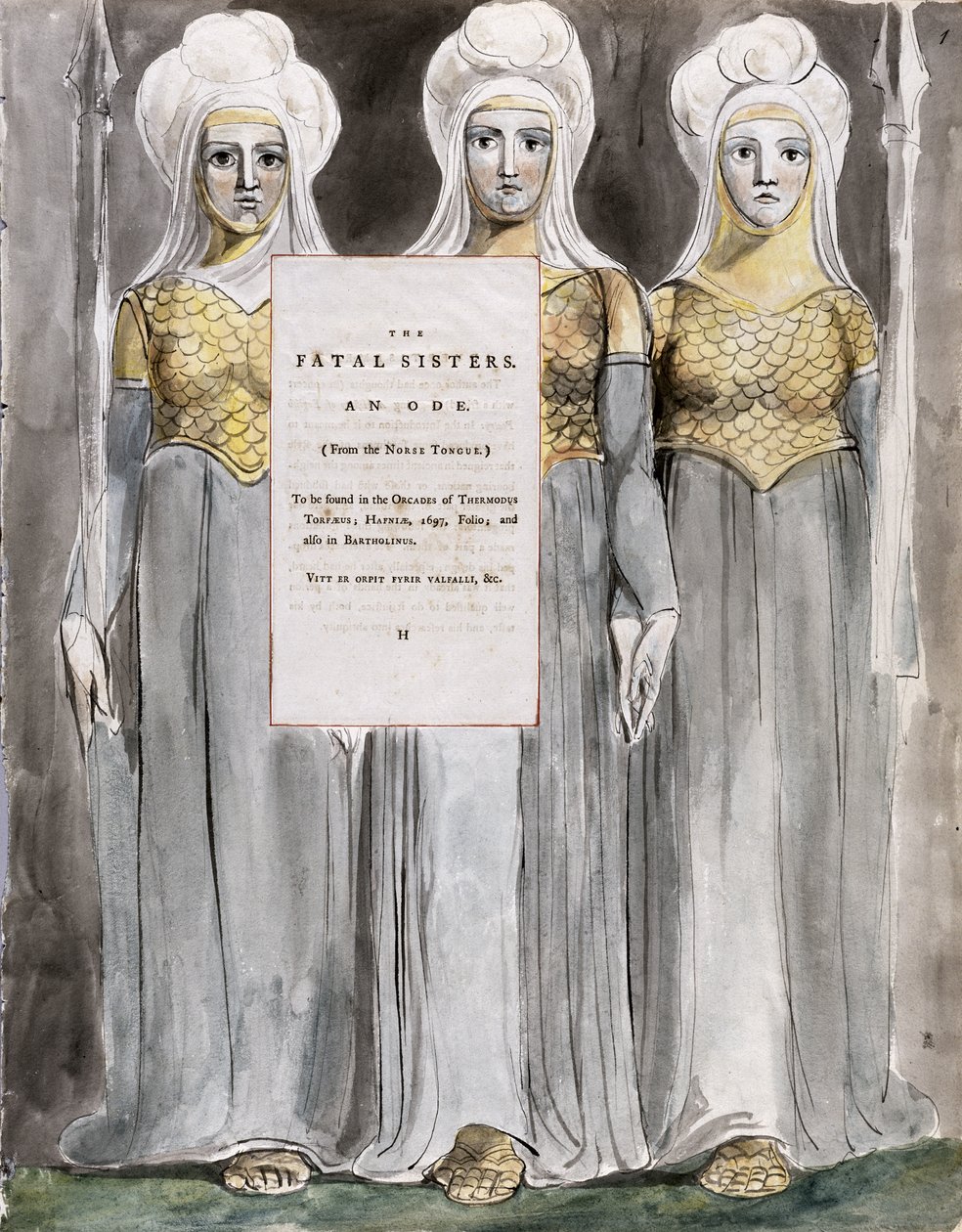 The Fatal Sisters, design 67 från "The Poems of Thomas Gray" av William Blake
