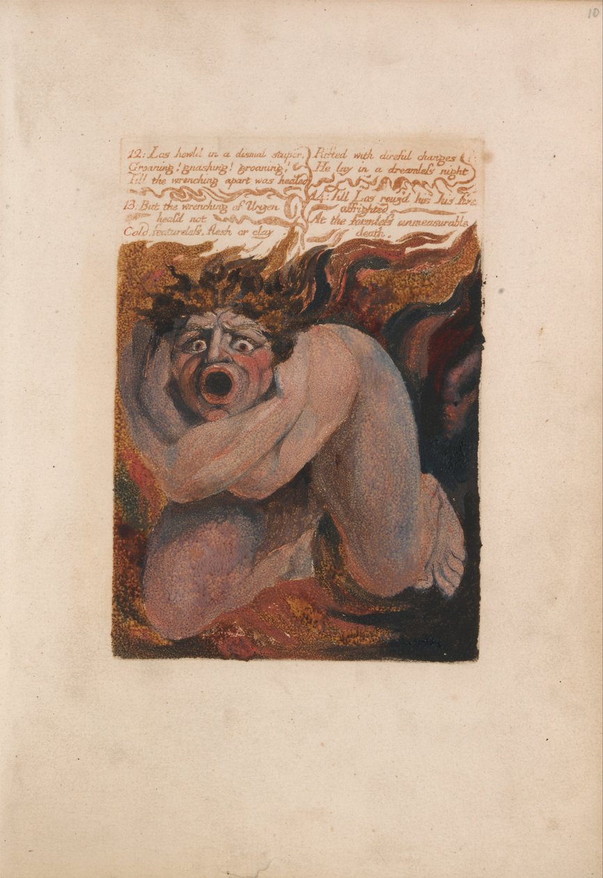 The First Book of Urizen, Plate 10, 12- Los Howld in a Dismal Stupor... (Bentley 7) av William Blake