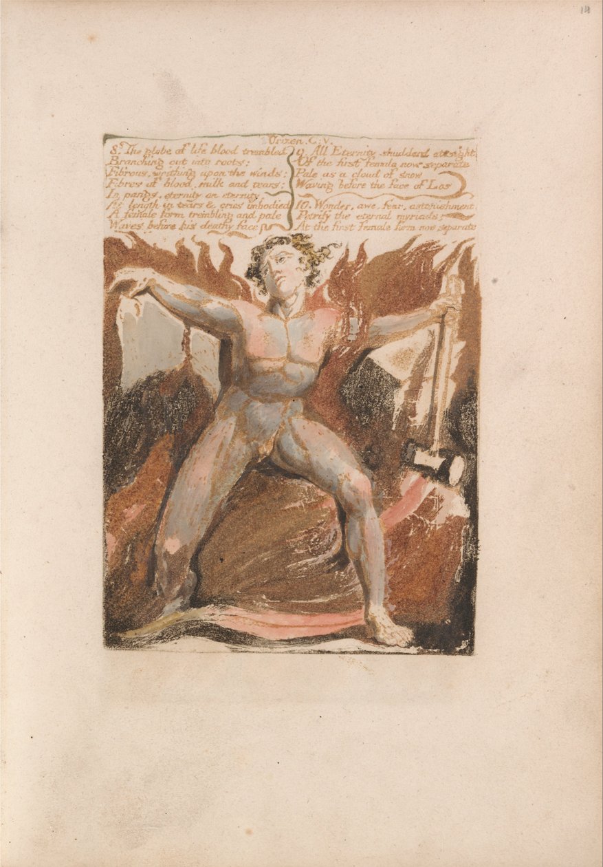 The First Book of Urizen, Plate 17, 8. The Globe of Life Blood Trembled .... (Bentley 18) av William Blake