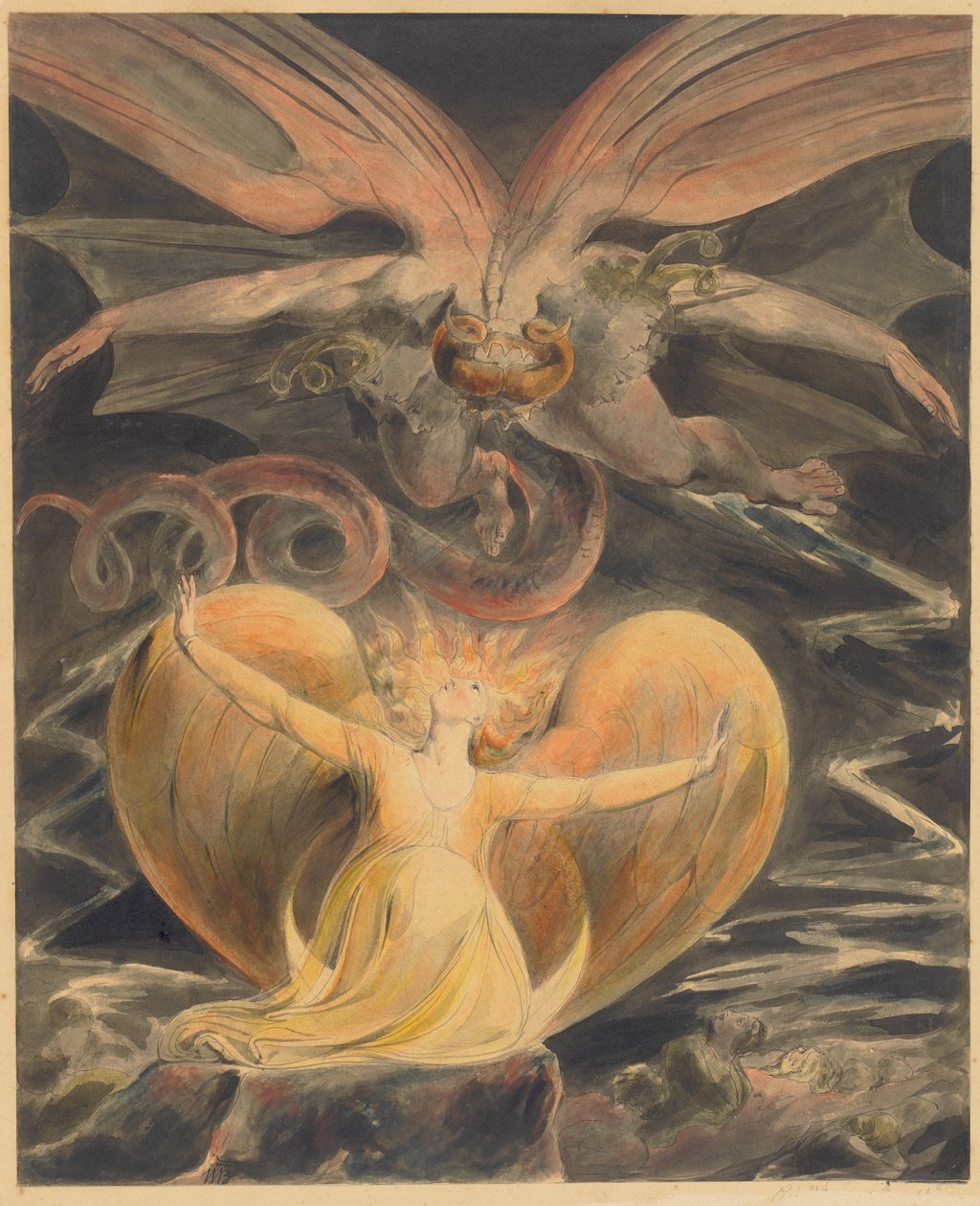 Den stora röda draken och kvinnan klädd med solen av William Blake
