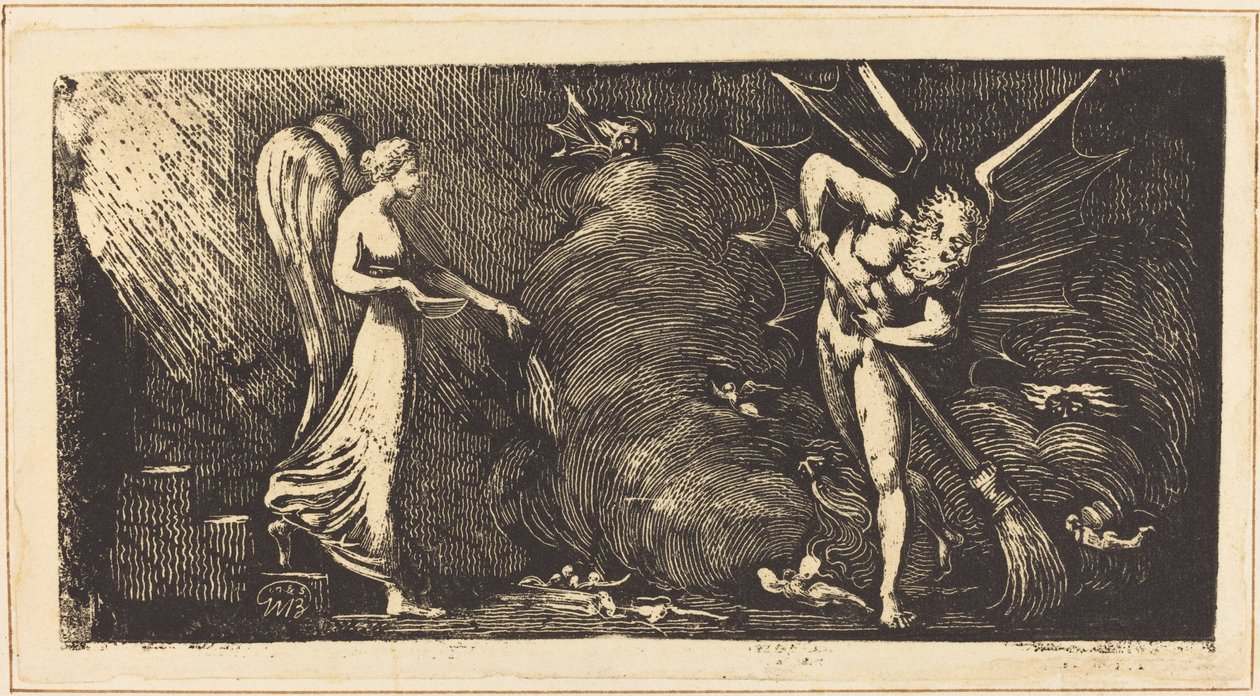 Mannen som sopar tolksalen, ca. 18201822. av William Blake