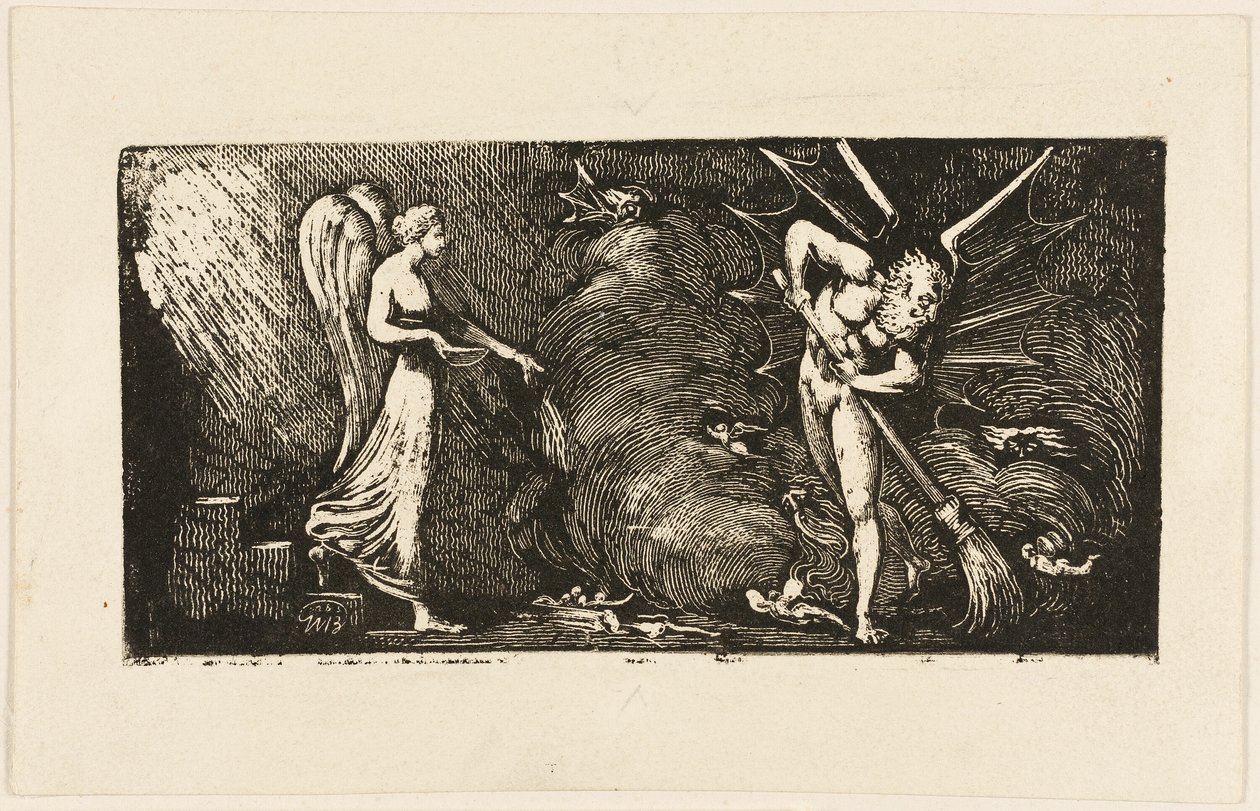 "Mannen som sopar tolkens salong", från Bunyans Pilgrimsfärden av William Blake