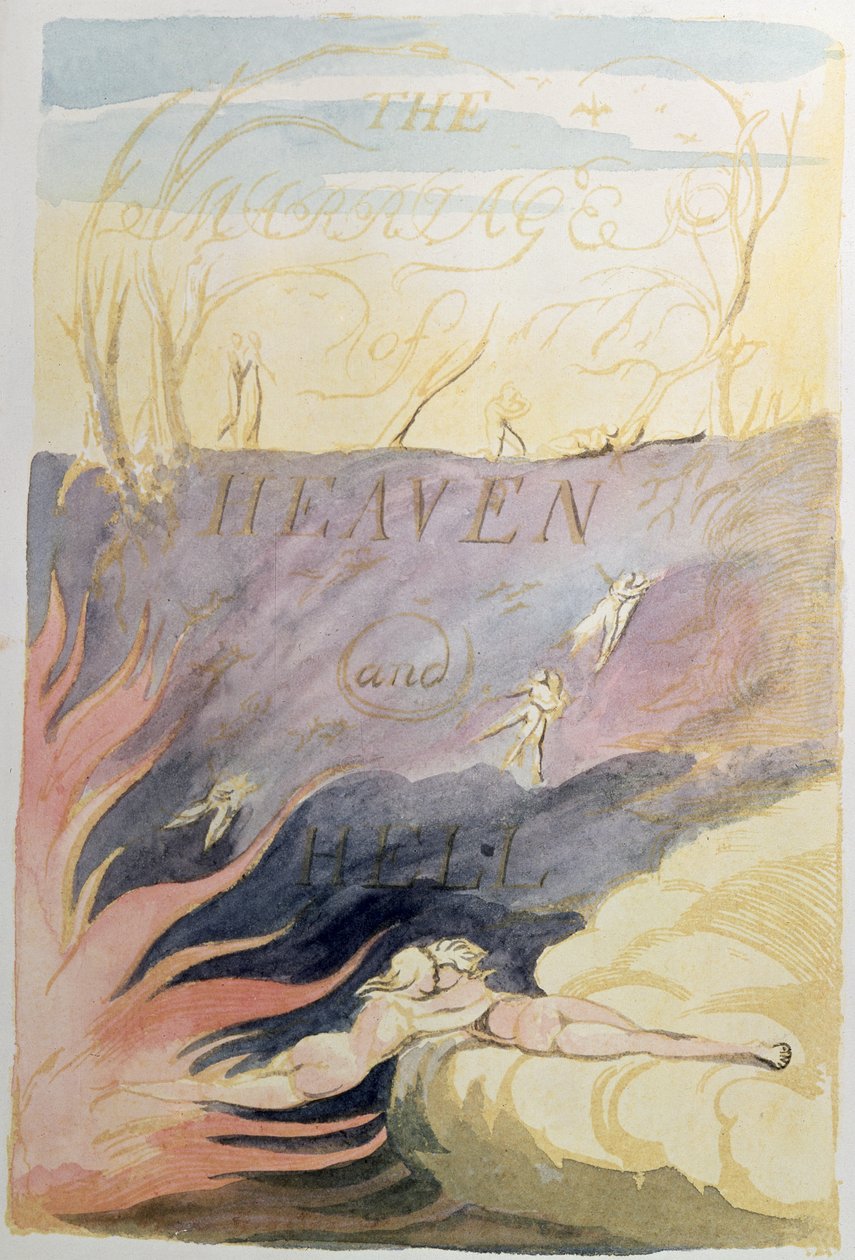 Himmelens och helvetets äktenskap; titelblad, 1790-93 (reliefetsning tonad med wc) av William Blake
