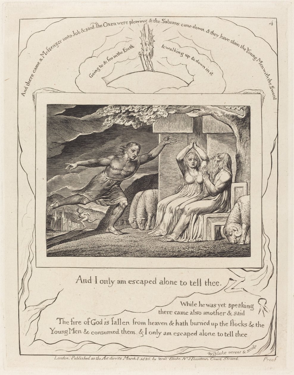 Budbärarna berättar för Job om hans olyckor av William Blake