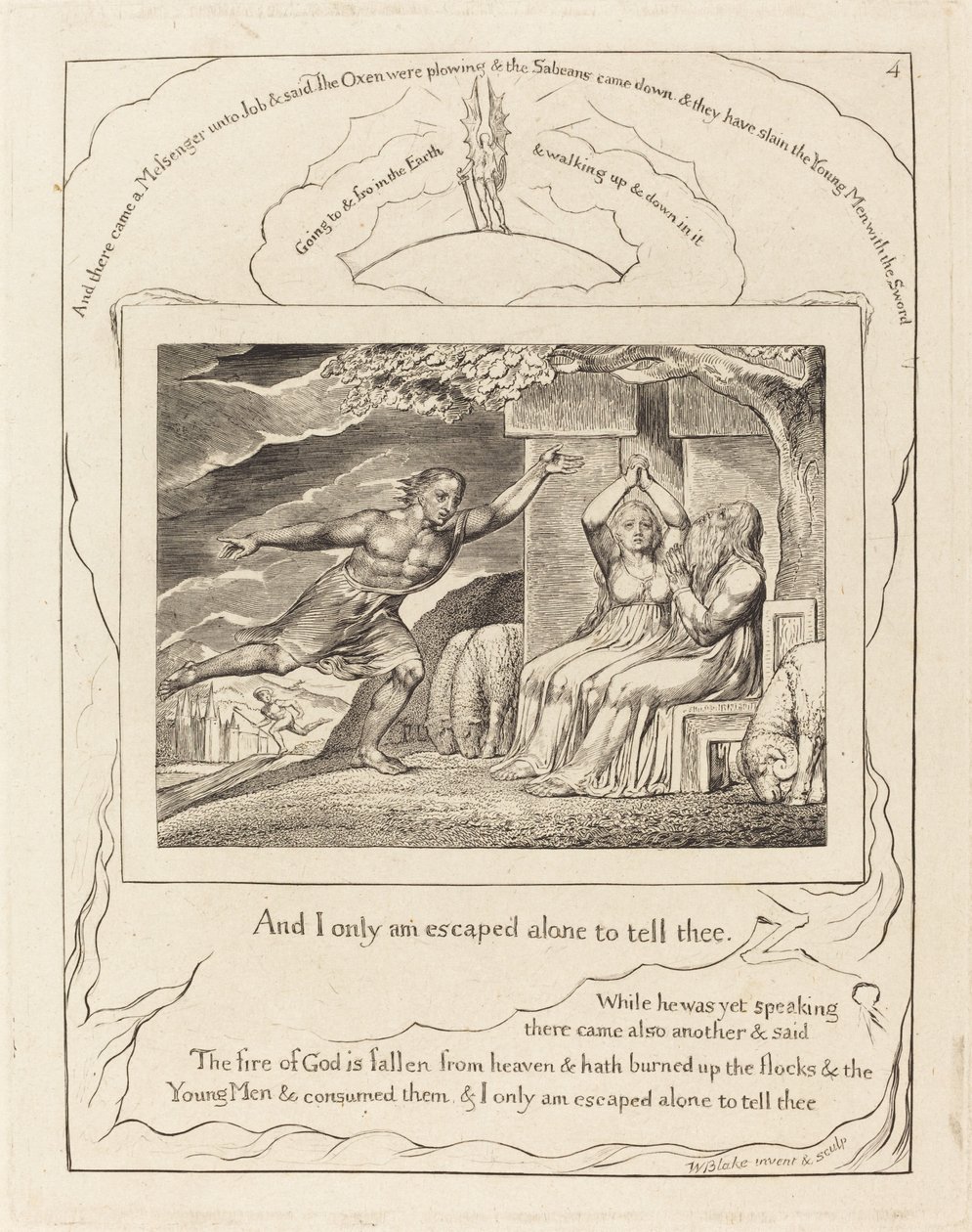 Budbärarna berättar för Job om hans olyckor av William Blake