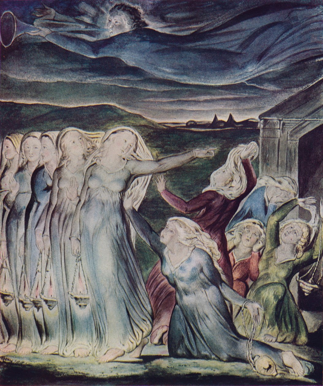Liknelsen om de kloka och dåraktiga jungfrurna, c1800 av William Blake