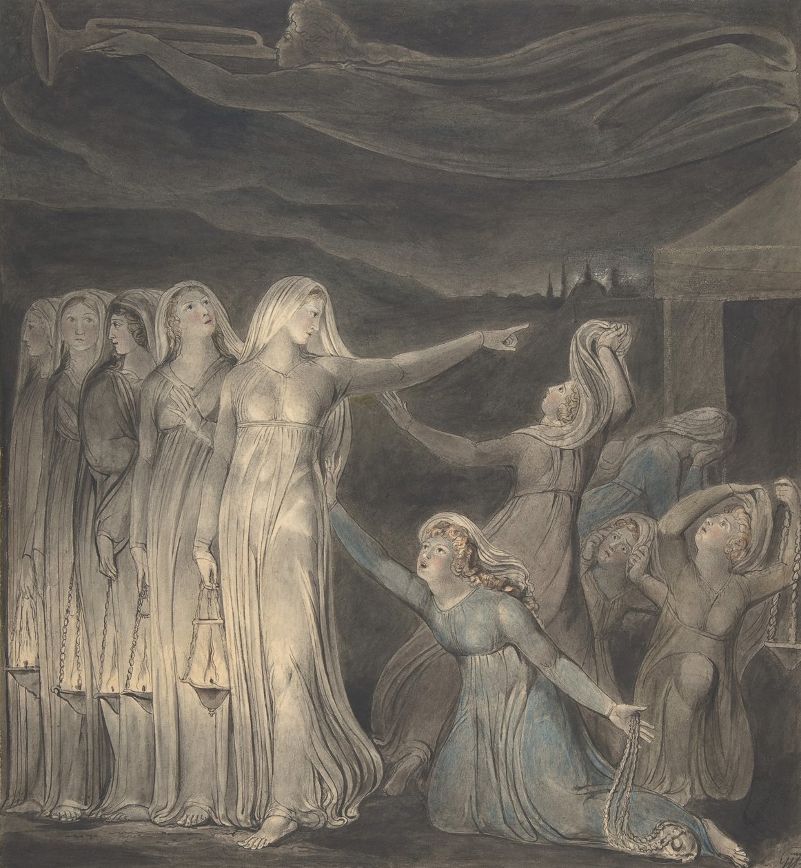 Liknelsen om de vise och dåraktiga jungfrurna, ca. 1799-1800. av William Blake