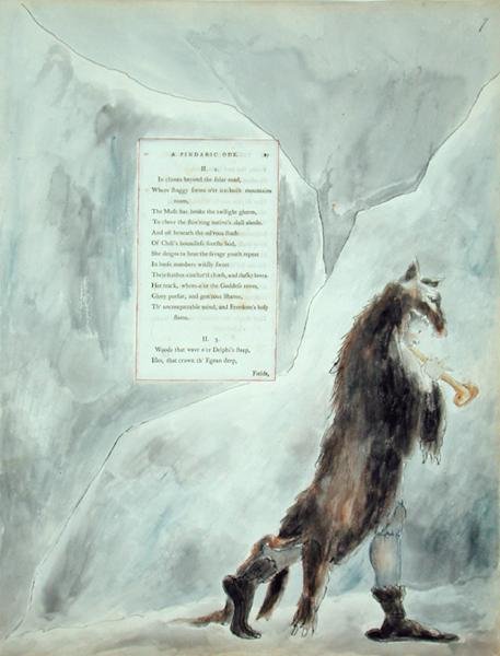 The Progress of Poesy, A Pindaric Ode, från "The Poems of Thomas Gray", publicerad 1797-98 (akvarell och svart bläck på papper) av William Blake
