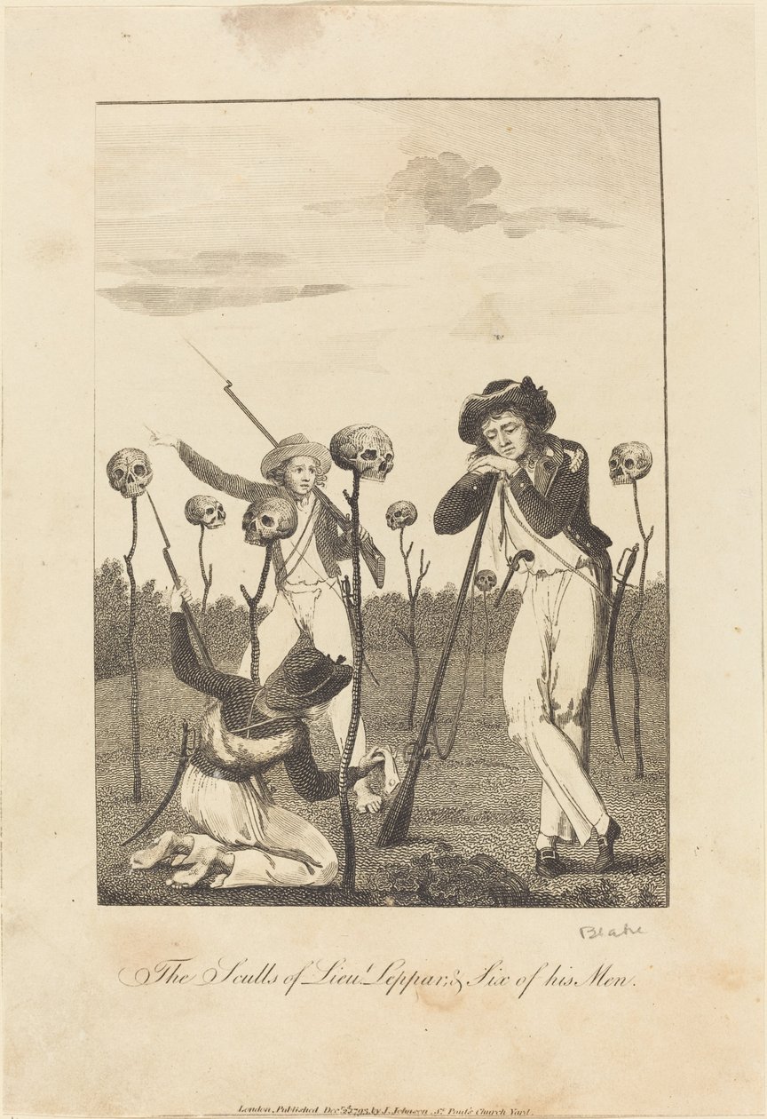 The Sculls of Lieut Leppar, & Six of his Men, 1793. av William Blake