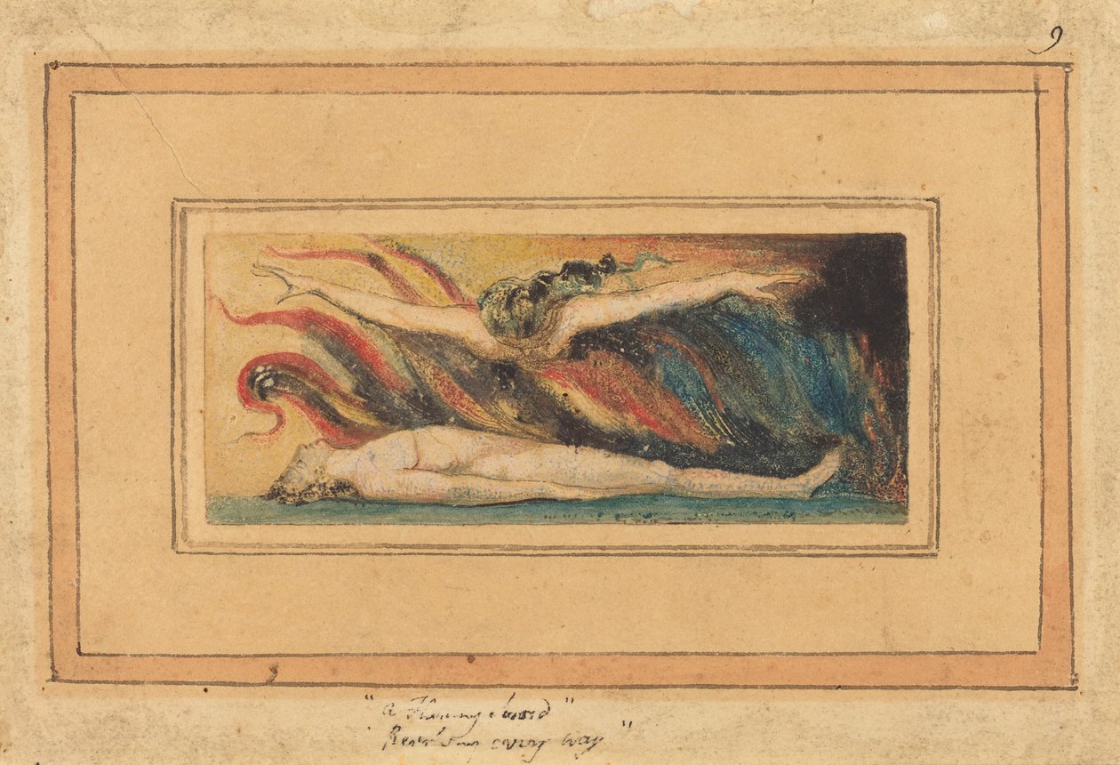 Själen som svävar över kroppen [ur Himlens och helvetets äktenskap, plansch 14] av William Blake
