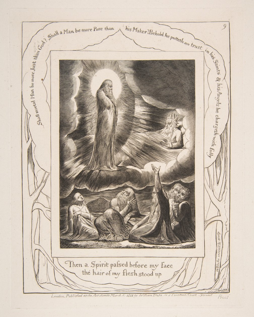 The Vision of Eliphaz, från illustrationer av Jobs bok, 1825-26. av William Blake