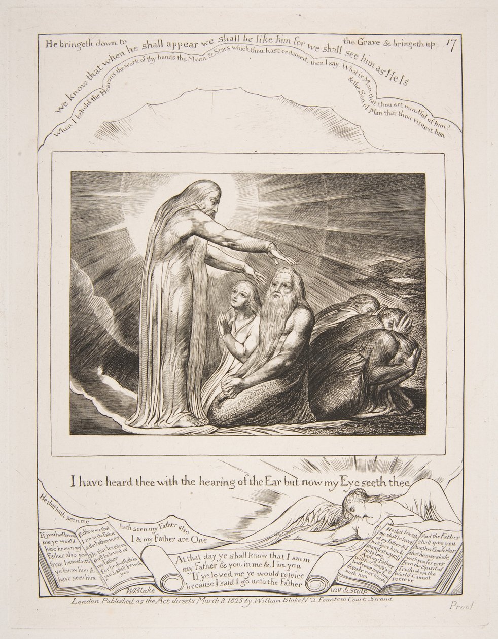 Guds syn, från illustrationer av Jobs bok, 1825-26. av William Blake