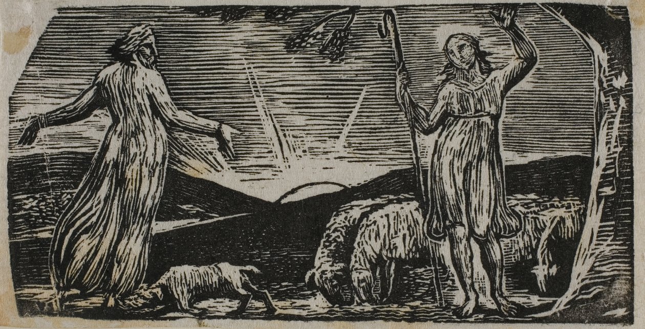 Thenot remonstrates med Colinet, från The Pastorals of Virgil av William Blake