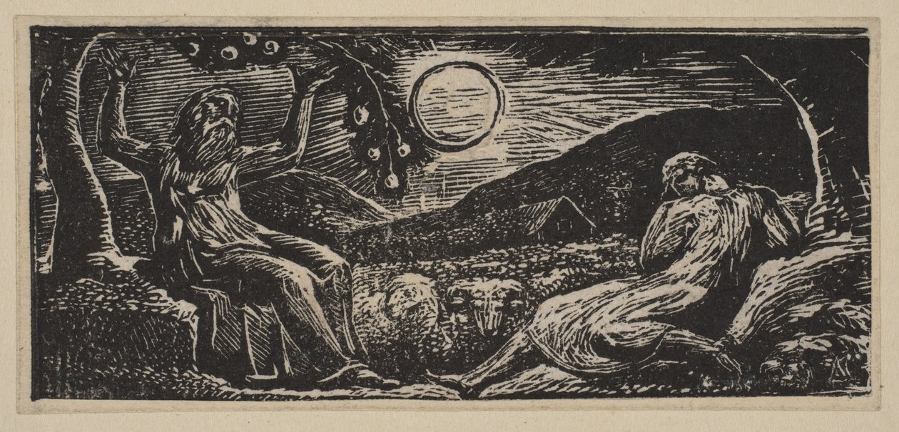 Thenot Under a Fruit Tree, från Thorntons Pastorals of Virgil, 1821. av William Blake