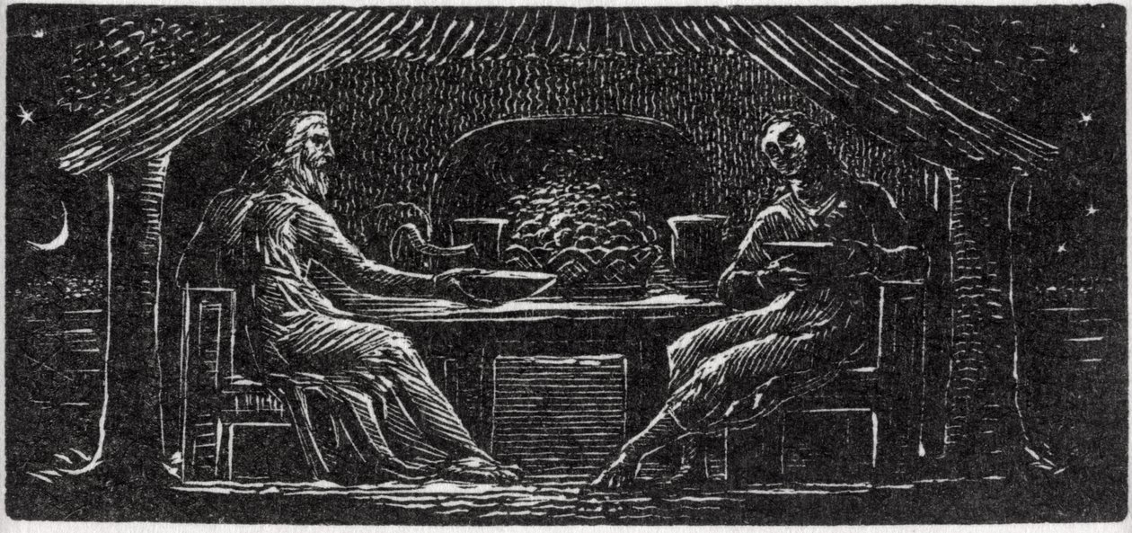 Thenot och Colinet sup tillsammans, illustration från Dr. Thorntons 