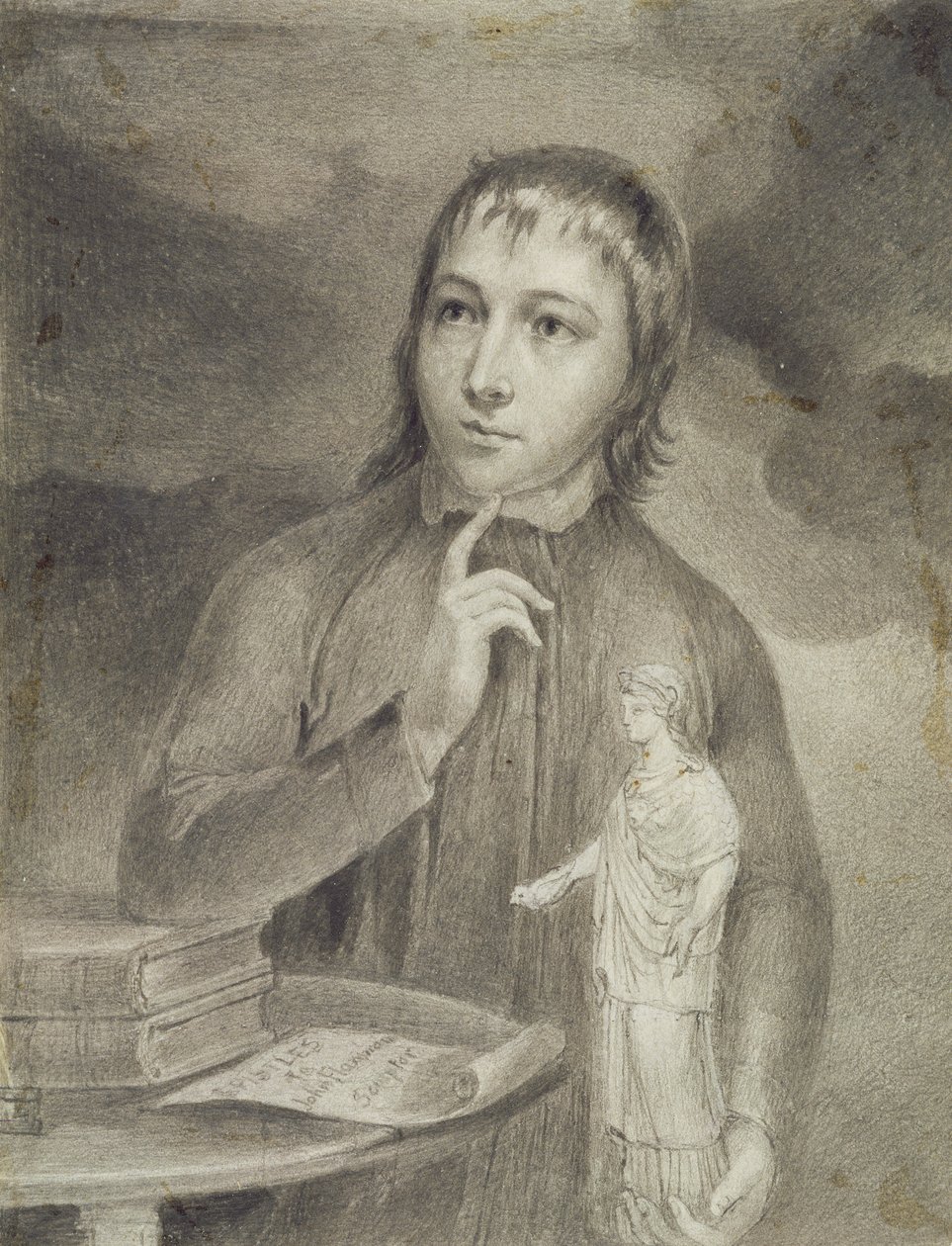 Thomas Alphonso Hayley, Half-Length Drawing, c.1800 (grafit med grå b/c på papper) av William Blake
