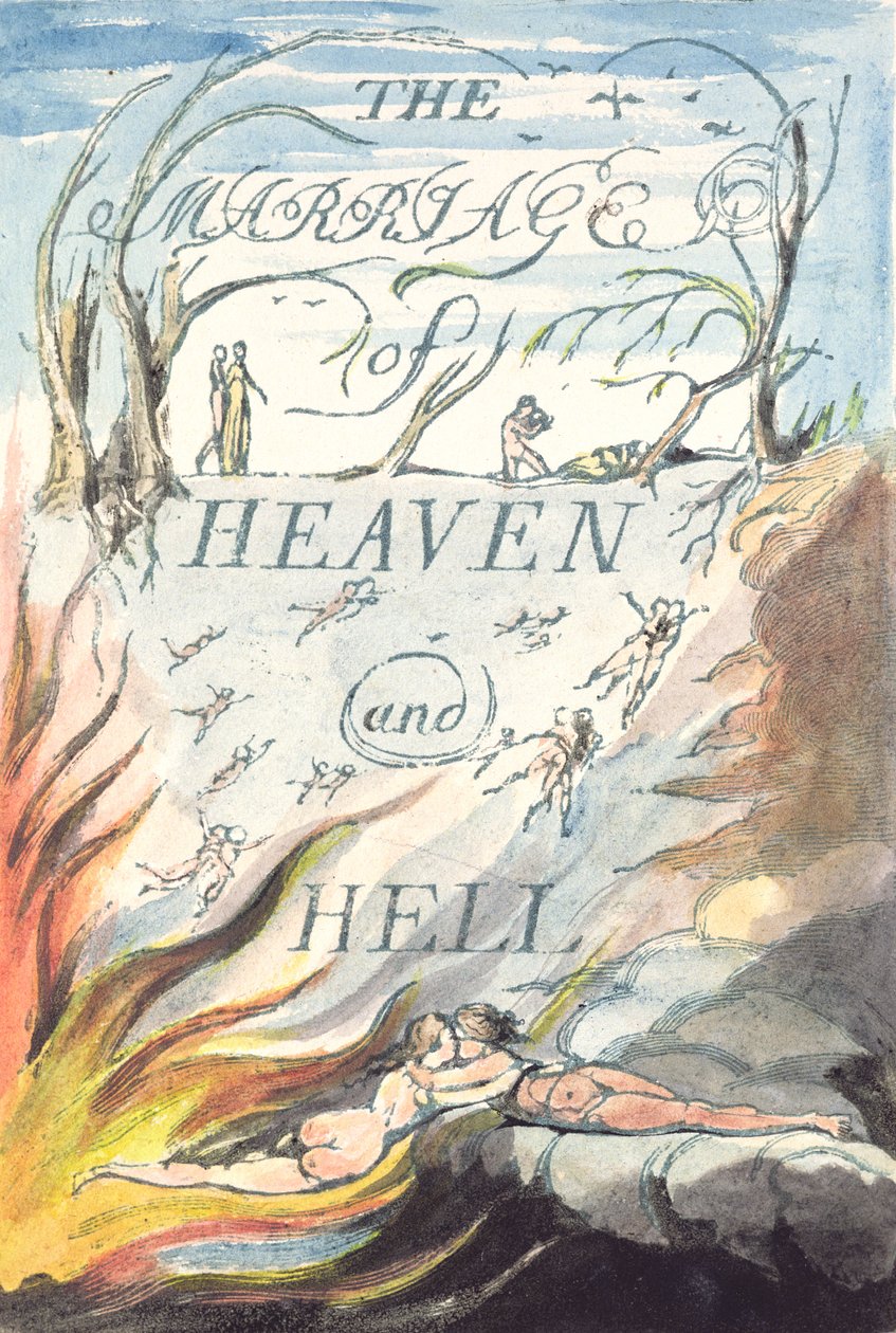 Titelsida, från Himlens och helvetets äktenskap av William Blake