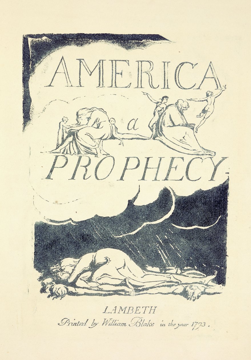 Titelsida från "America, A Prophesy", mitten av 1790-talet av William Blake