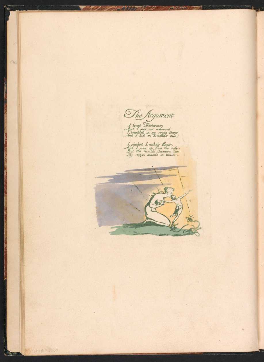 Visions of the Daughters of Albion, tavla 2, titelsida av William Blake