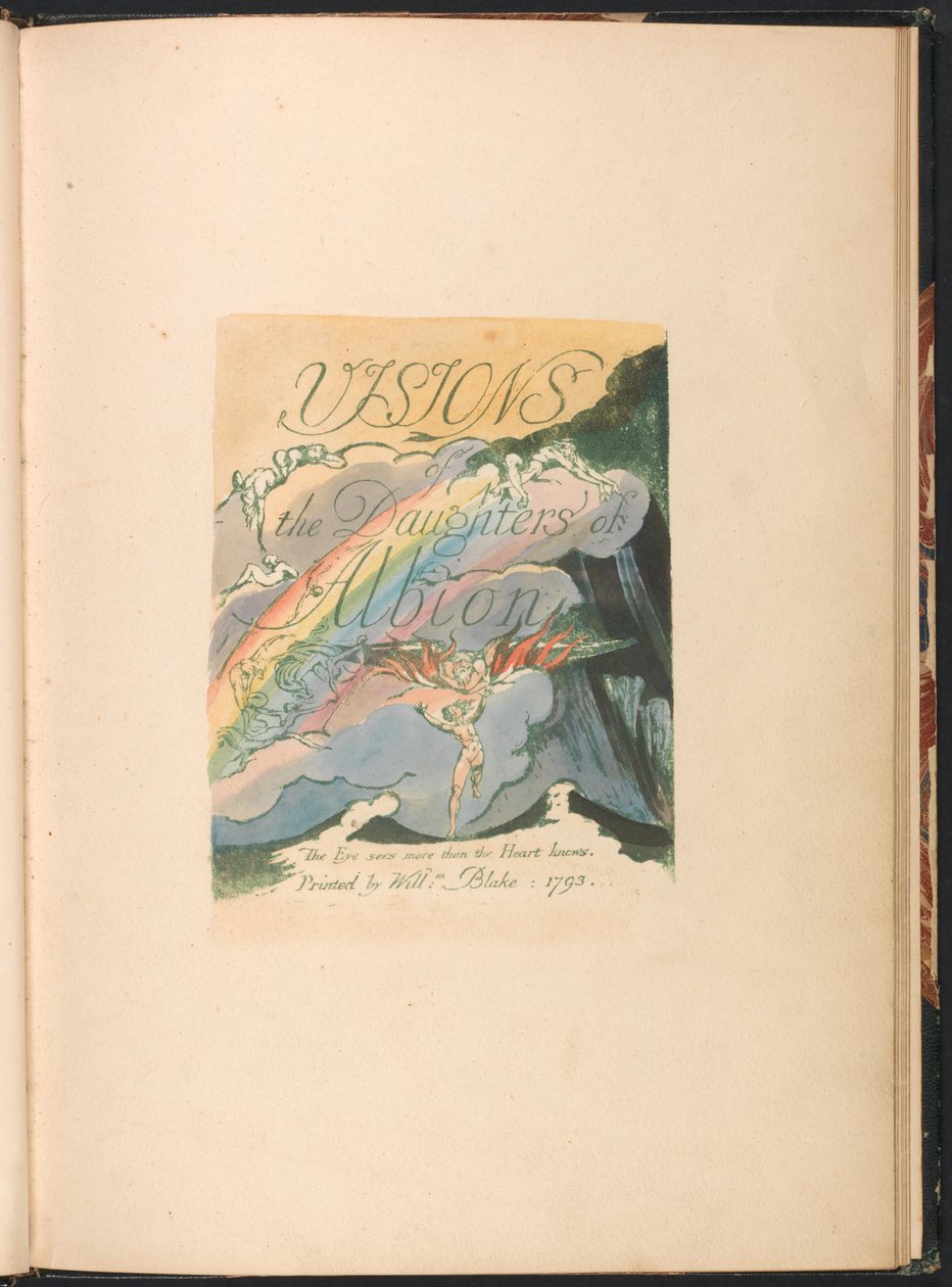 Visions of the Daughters of Albion, tavla 2, titelsida av William Blake