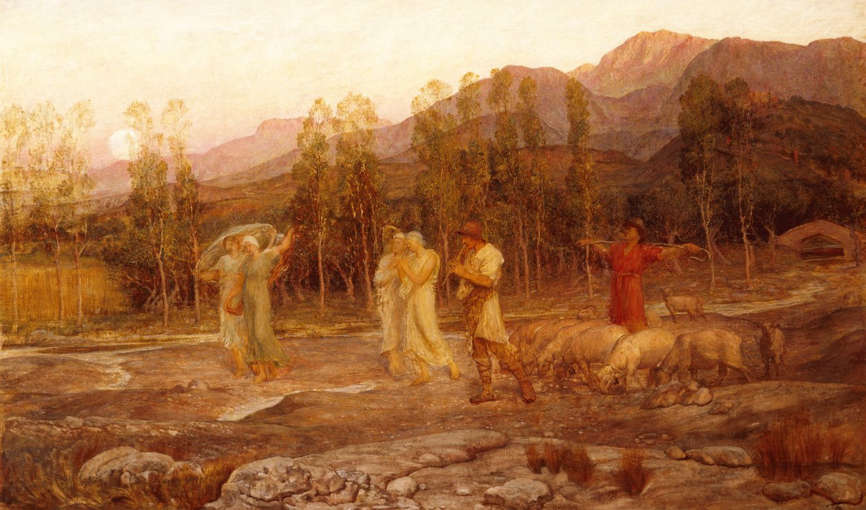 A Pastoral, A Memory of the Valley of Sparta (olja på duk) av William Blake Richmond