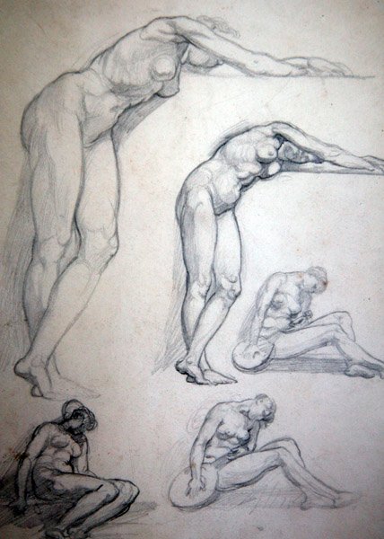 Se brudgummen kommer, eller The Ten Virgins, ca 1880 (penna på papper) av William Blake Richmond