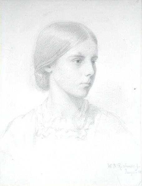 Porträtt av en ung kvinna (penna på papper) av William Blake Richmond
