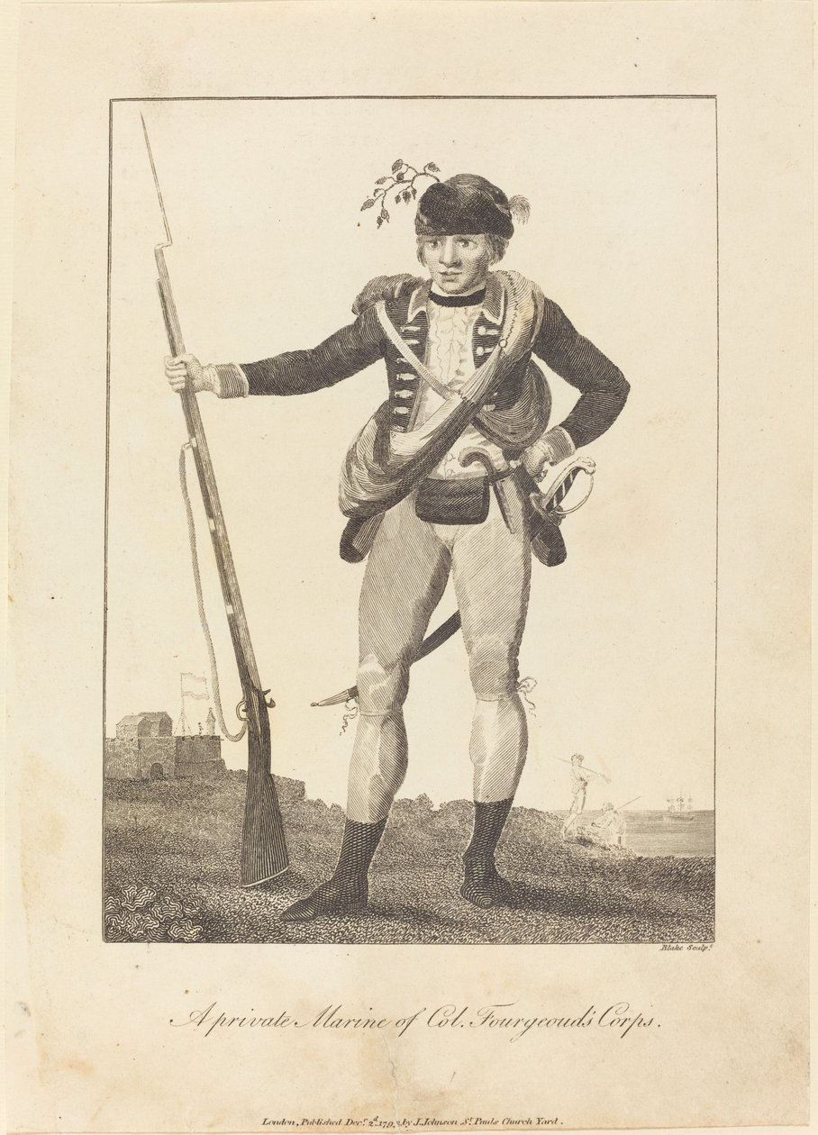 En privat marinsoldat från överste Fourgeouds kår av William Blake after John Gabriel Stedman