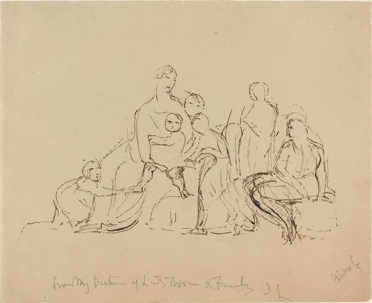 Lady Torrens och familj av William Blake after John Linnell