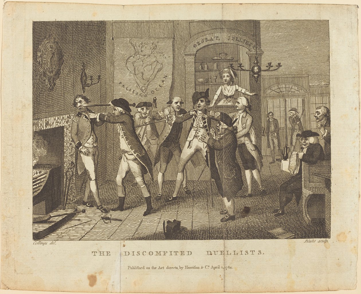 The Discomfited Duellists av William Blake after Samuel Collings