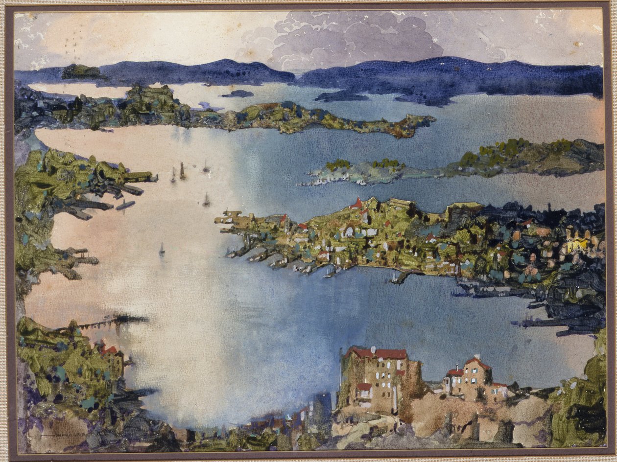 A Land-locked Sea (Sydney Harbour), ca 1895 (w/c på papper) av William Blamire Young