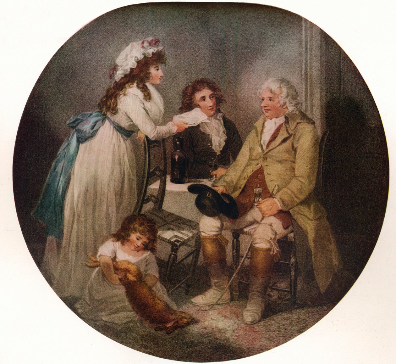 Bönderna besöker hans gifta dotter i stan, 1789, 1915 av William Bond