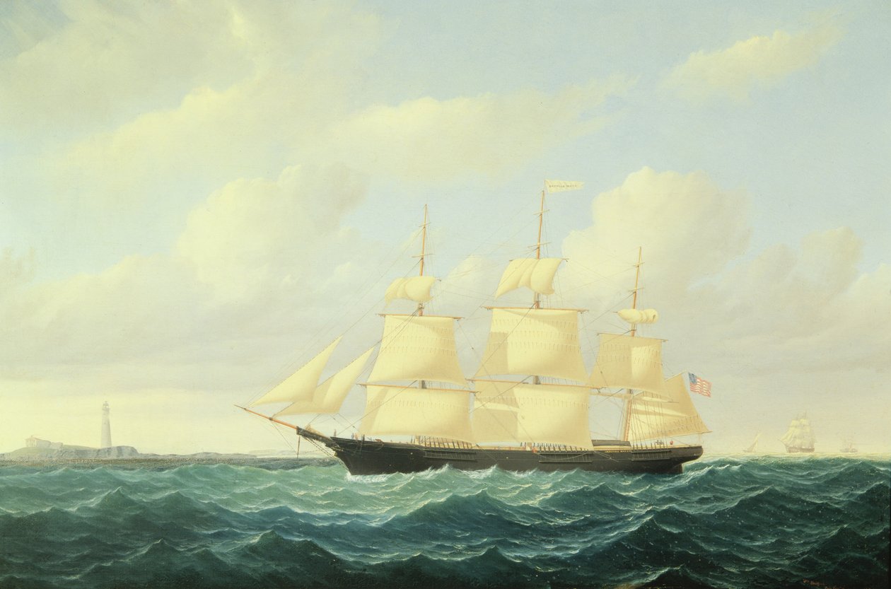 Klippfartyget "Dashing Wave" utanför Boston Light av William Bradford