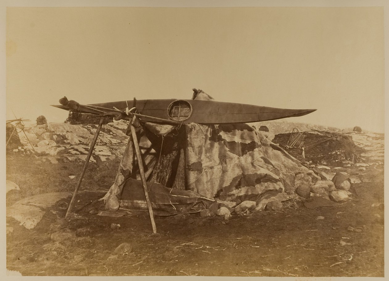 Esquimaux Toupek eller Skin Tent, skylt 121 från Bradfords "The Arctic Regions", 1873 av William Bradford