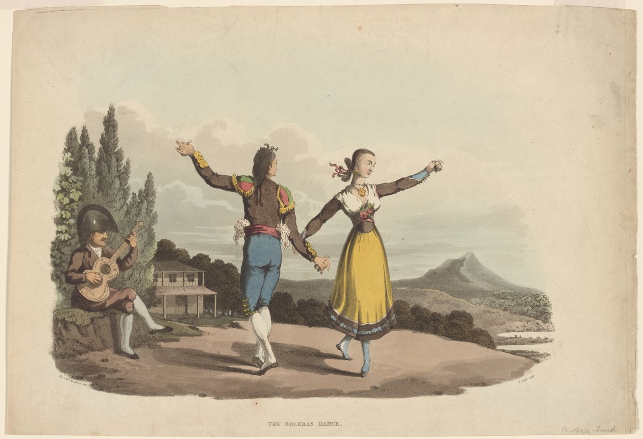 Bolerasdansen, graverad av John Heaviside Clark, c.1810-19 av William Bradford