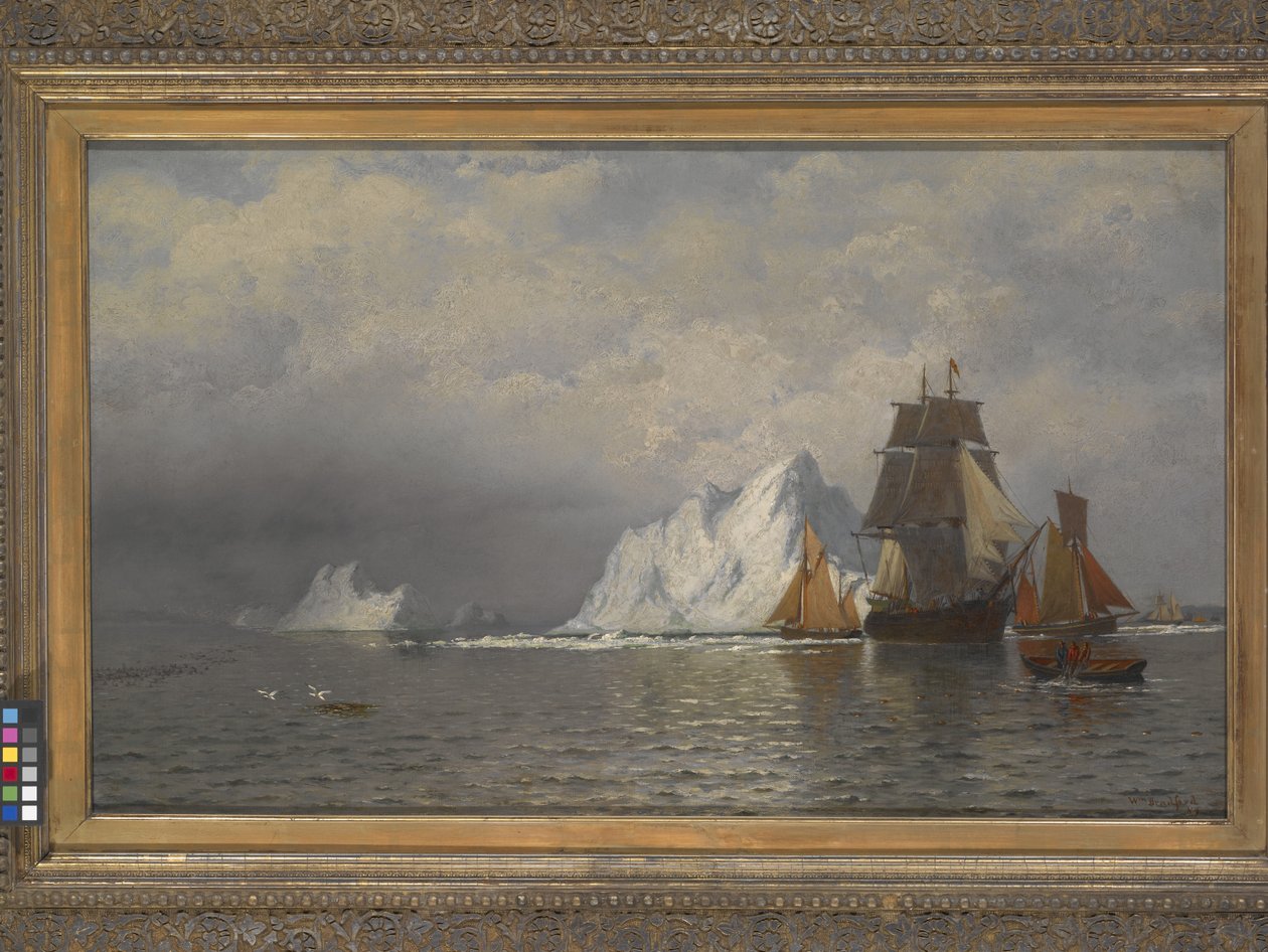 Valfångare och fiskefartyg nära Labradors kust (olja på duk) av William Bradford