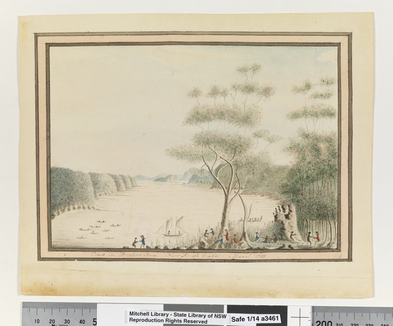 Upp. sid. 90. `Utsikt i Broken Bay New South Wales. Mars 1788