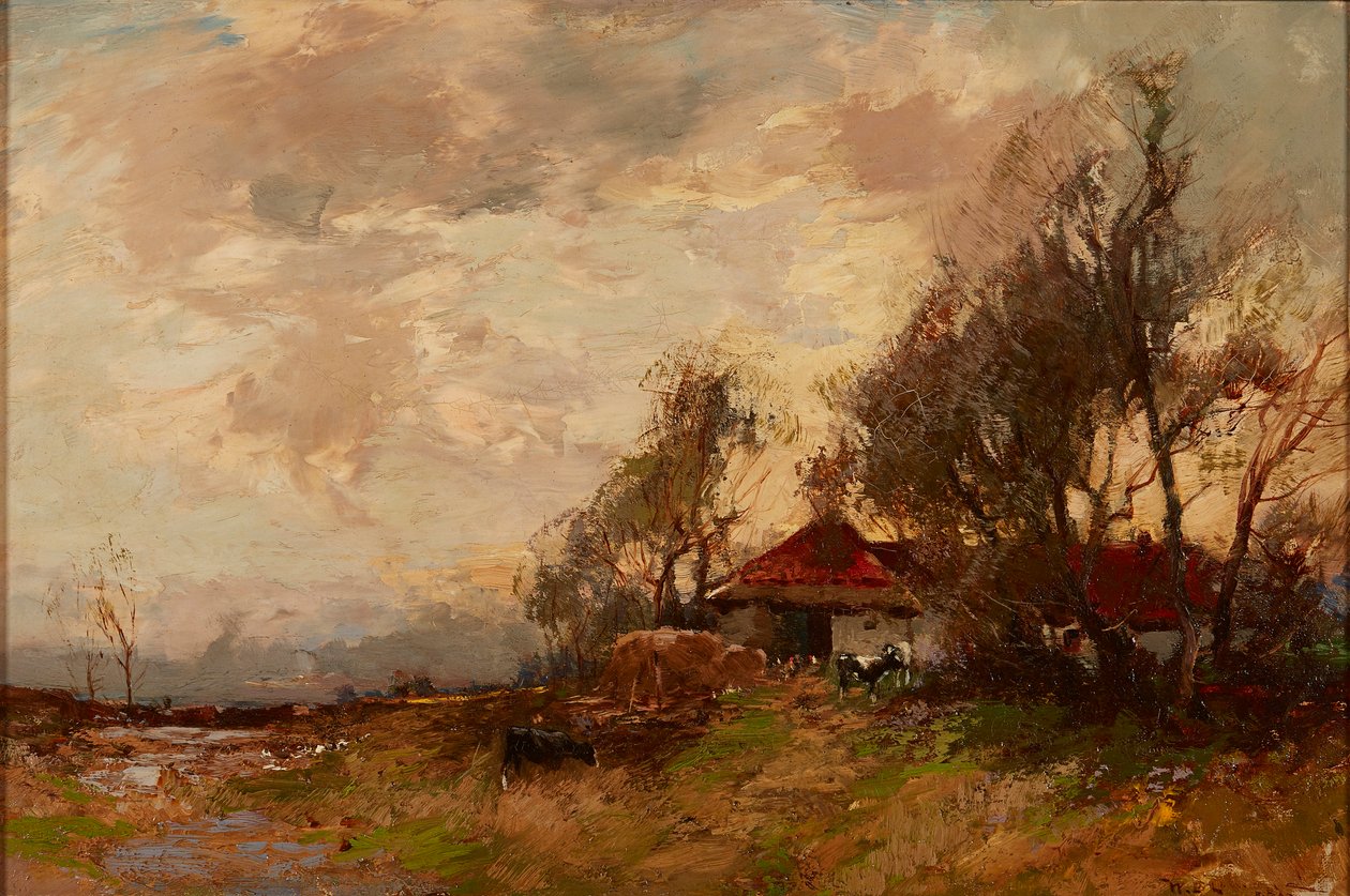 A Farm Steading (olja på duk) av William Bradley Lamond