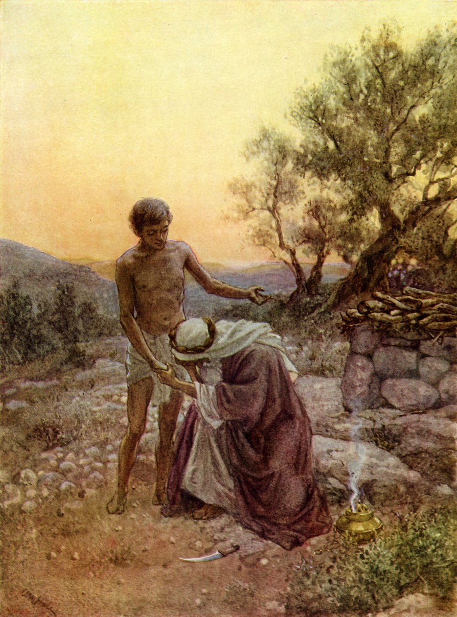 Abraham och Isak vid berget Moria - Bibeln av William Brassey Hole