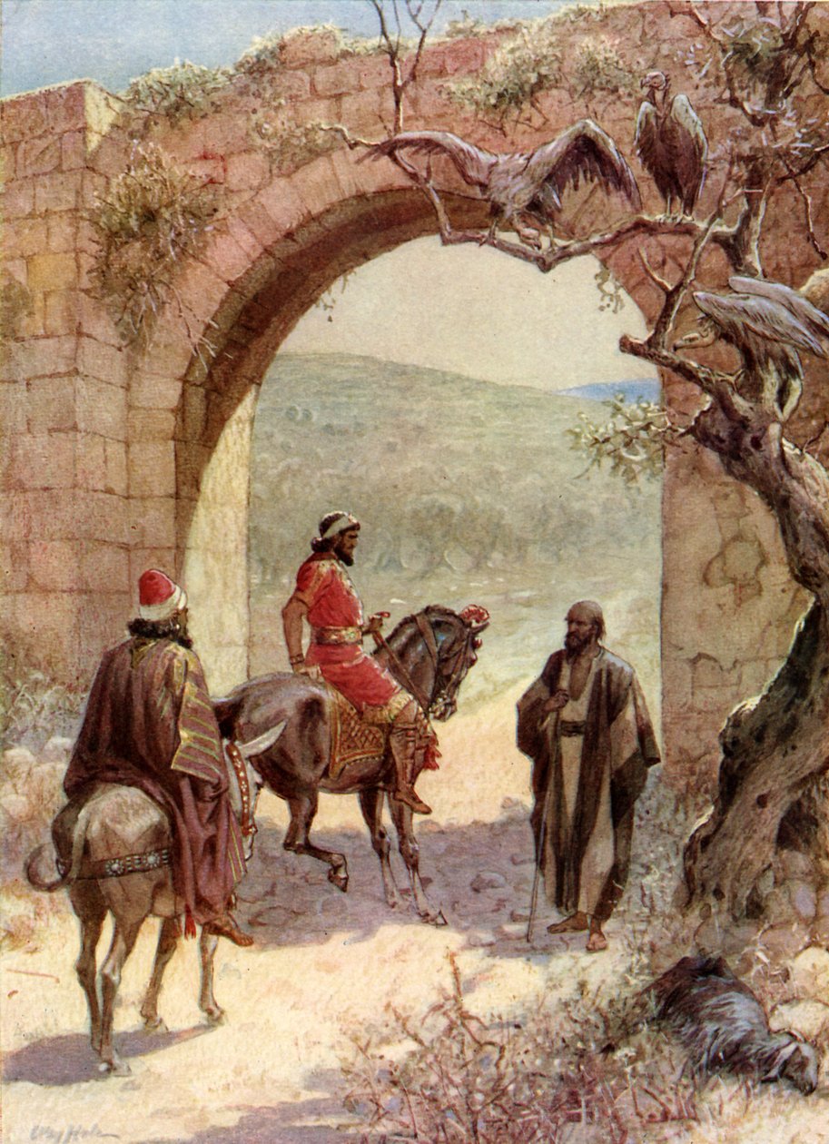 Ahab och Elia möts - Bibeln av William Brassey Hole