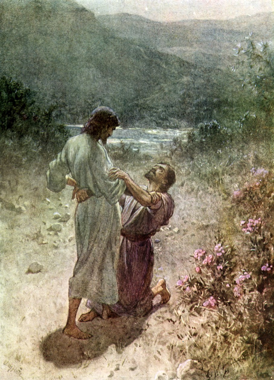 Jakob och ängeln i Peniel - Bibeln av William Brassey Hole