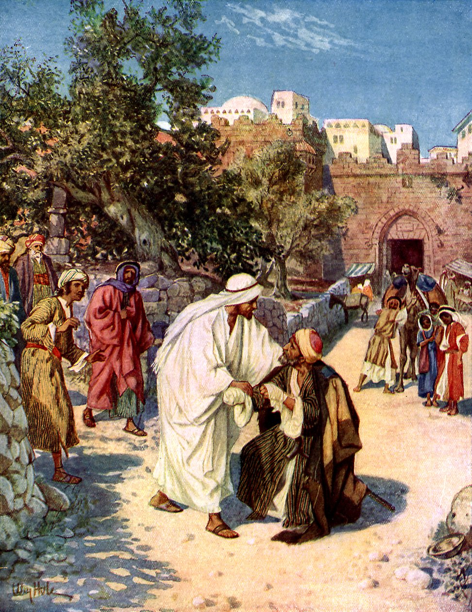 Jesus renar en spetälsk - Bibeln av William Brassey Hole