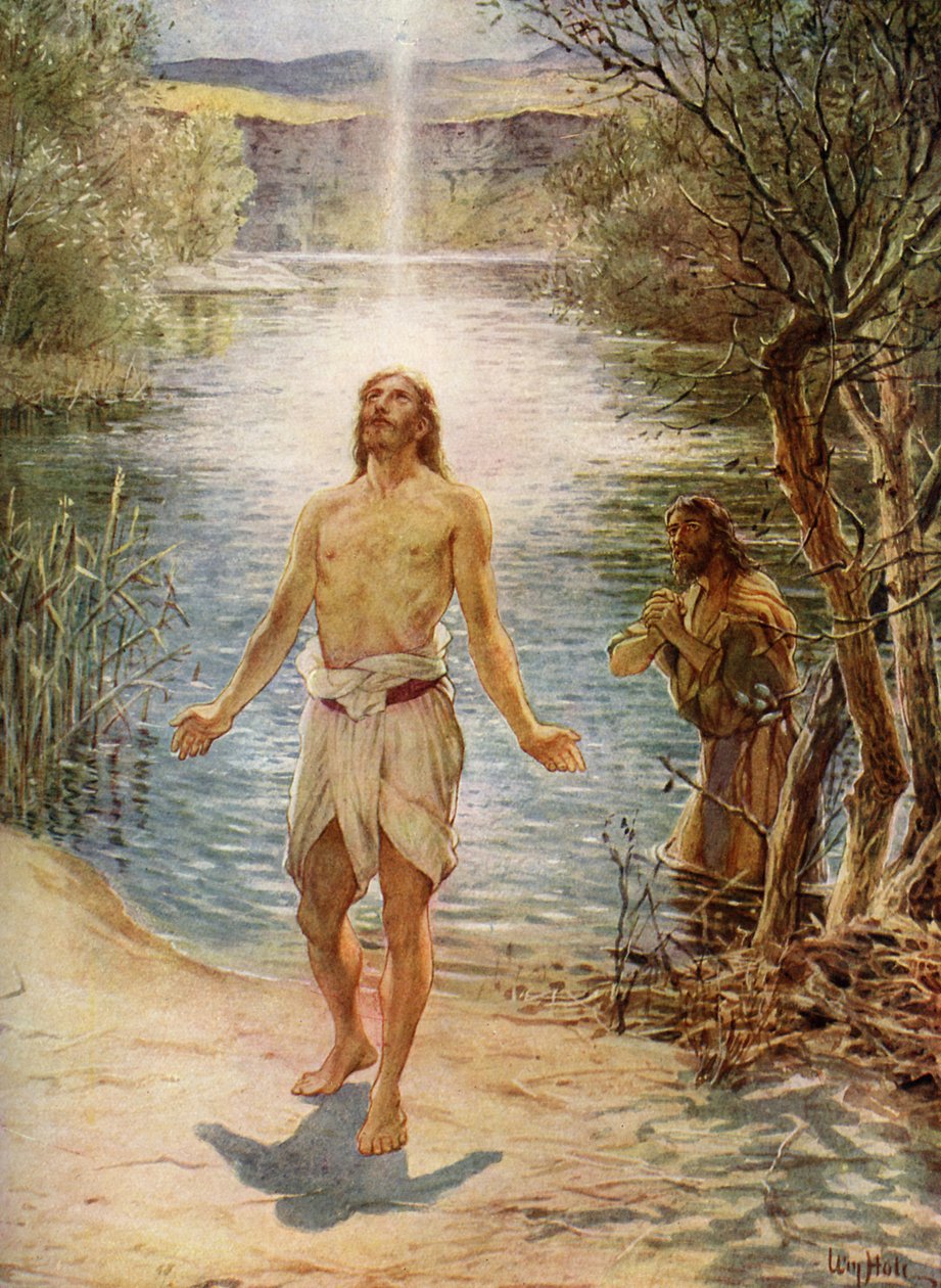 Jesus är döpt av Johannes - Bibeln av William Brassey Hole