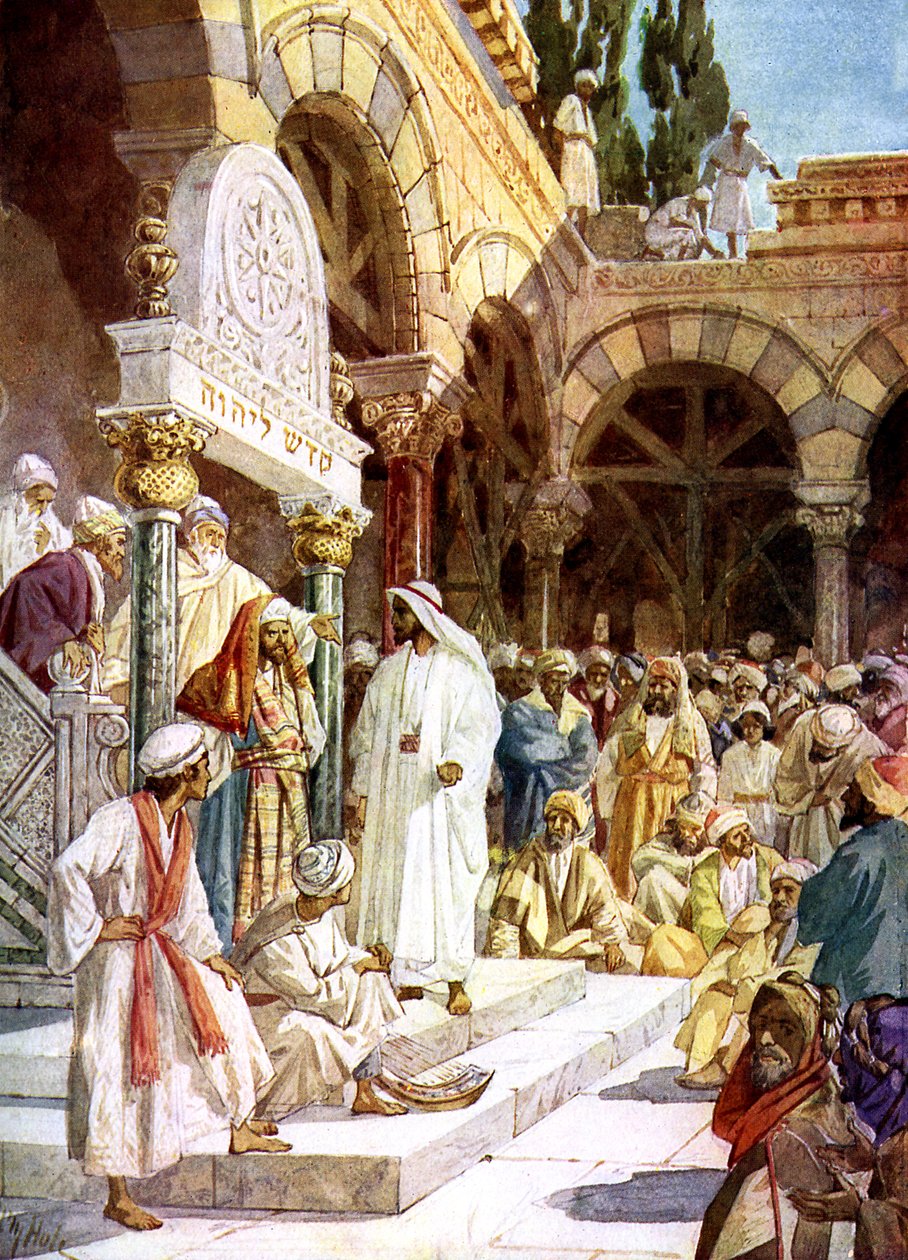 Jesus utmanas av präster och skriftlärda - Bibeln av William Brassey Hole