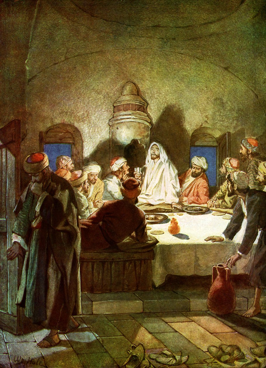 Jesus säger till sina lärjungar att han kommer att bli förrådd - Bibeln av William Brassey Hole
