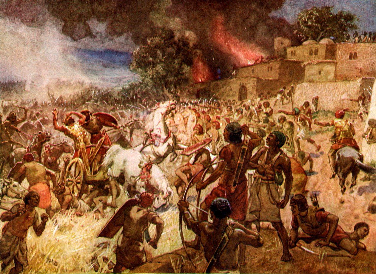 Kung Josias död vid Megiddo - Bibeln av William Brassey Hole